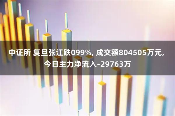 中证所 复旦张江跌099%, 成交额804505万元, 今日主力净流入-29763万